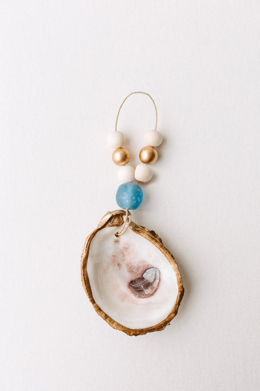 Oyster Shell Napkin Ring / Ornament Harbour Blue