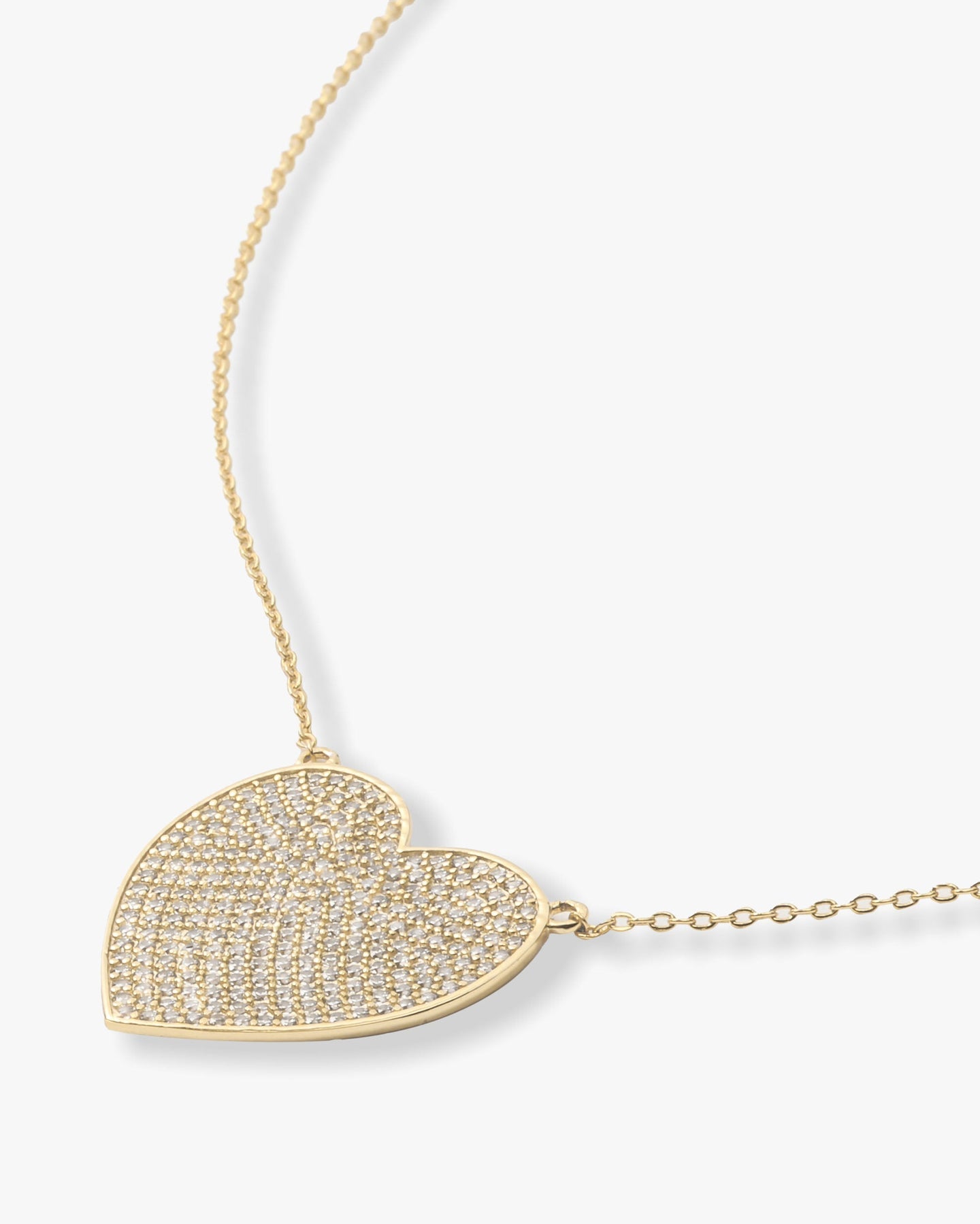 XL You Have My Whole Heart Pave Necklace 15" Gold