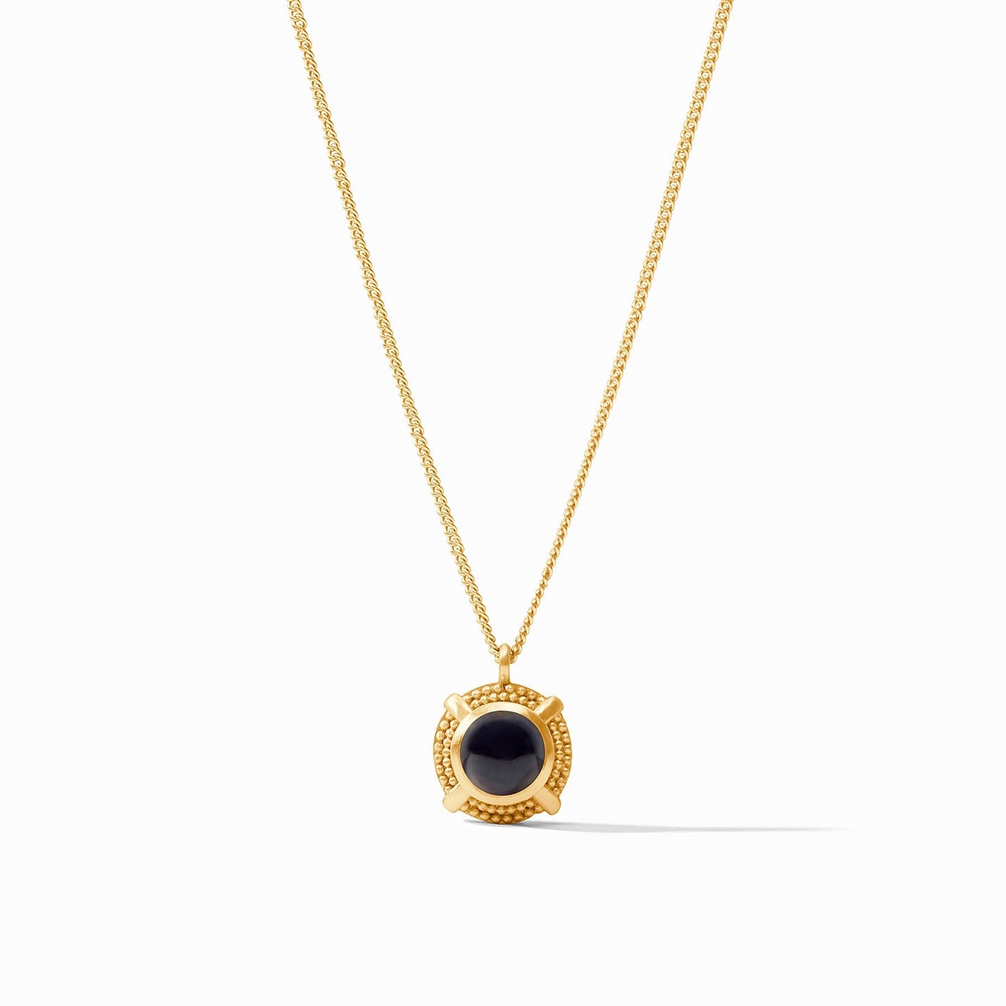 Cabochon Solitaire Necklace Obsidian Black