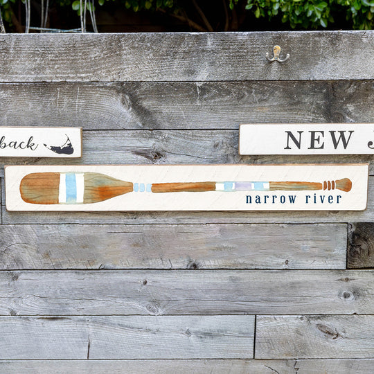 Narrow River with Oar Wood Sign 6x44