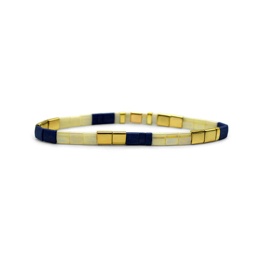 DOG MOM Morse Code Tila Beaded Bracelet