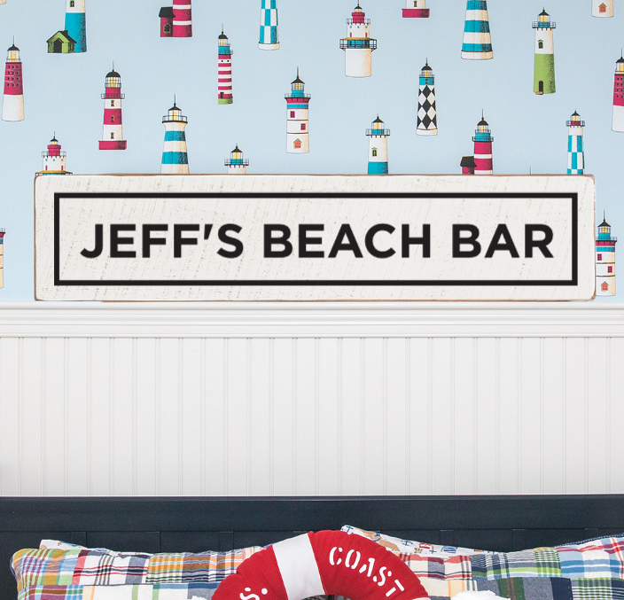 Personalized White/Black With Border Barn Wood Sign