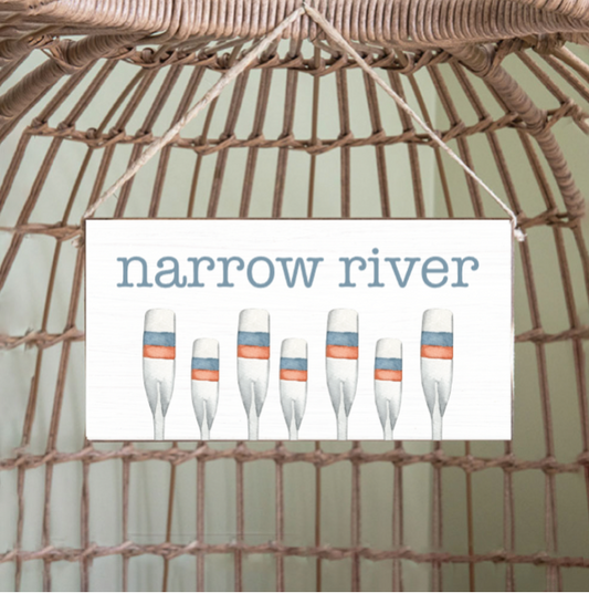 Narrow River Oar Hanging Twine Sign