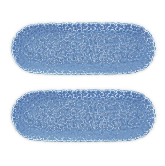 Blue Hydrangea Porcelain Tidbit / Cracker Dish