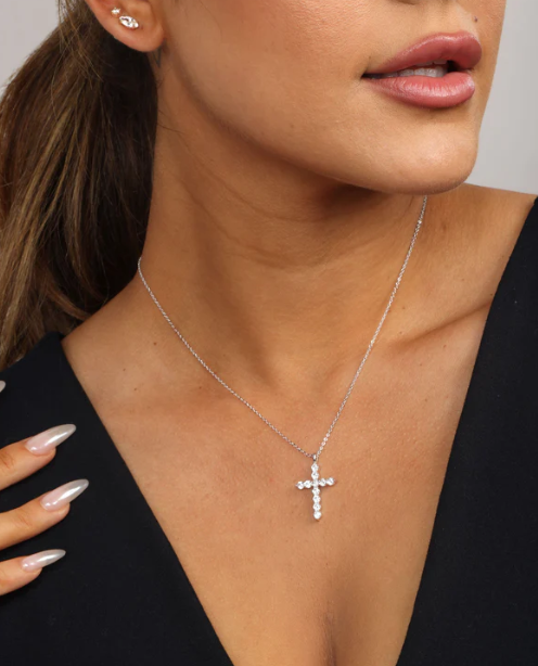 "Oh She Fancy" Small Cross Pendant Silver