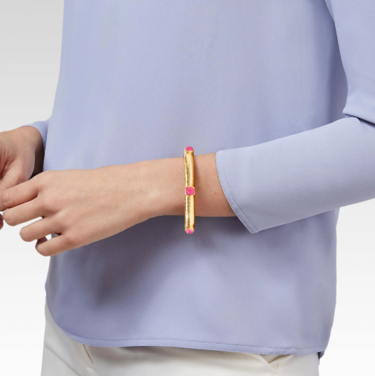 Catalina Stone Hinge Bangle Iridescent Chalcedony Blue