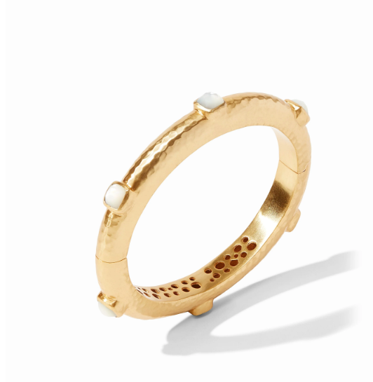 Catalina Stone Hinge Bangle Iridescent Chalcedony Blue