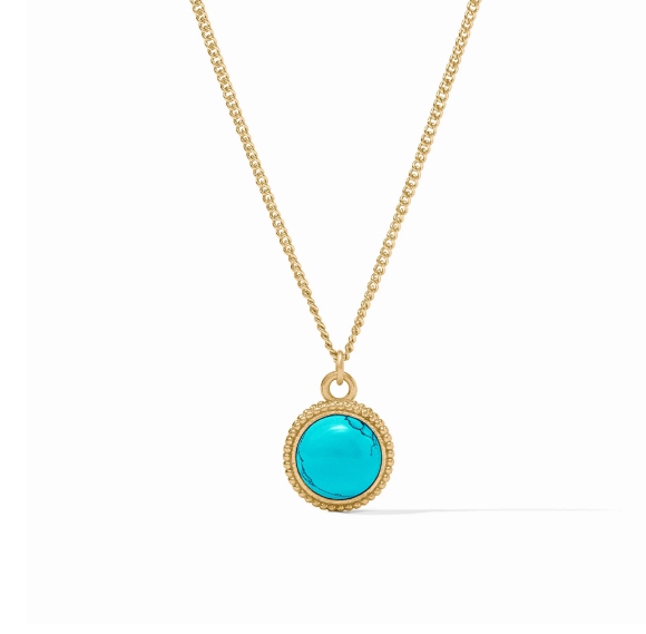 Fleur-de-Lis Solitaire Necklace Turquoise Blue