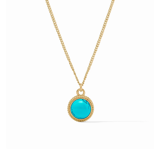 Fleur-de-Lis Solitaire Necklace Turquoise Blue
