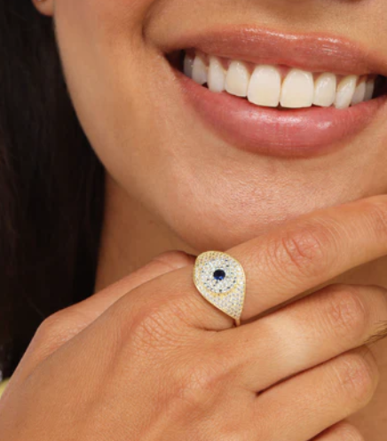 Blue Evil Eye Ring Gold