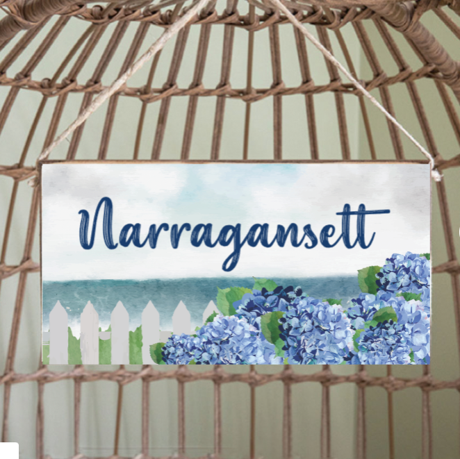Narragansett Hydrangea Dreams Twine Hanging Sign