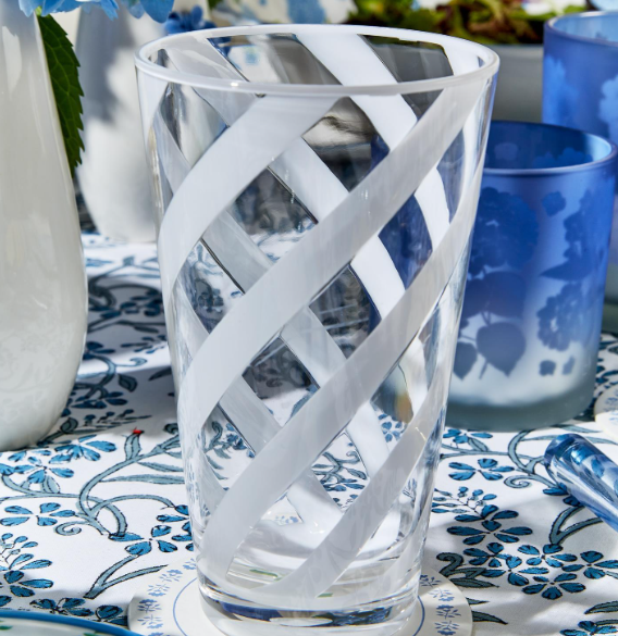 Interlaced Opaque White Drinking Glass Plastic