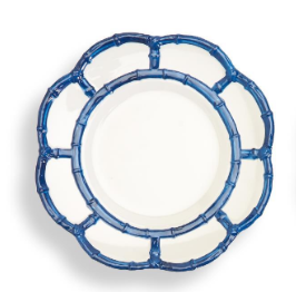 Blue Bamboo Salad / Dessert Plates with Bamboo Rim
