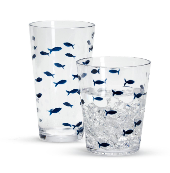 Water's Edge Blue Fish Acrylic Drinking Glass