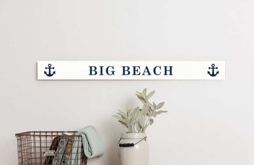 Big Beach Wooden Sign with Anchors