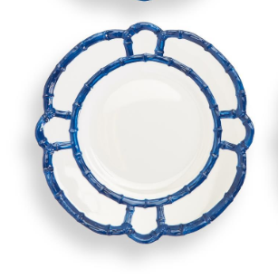 Blue Bamboo Dinner Plates with Bamboo Rim