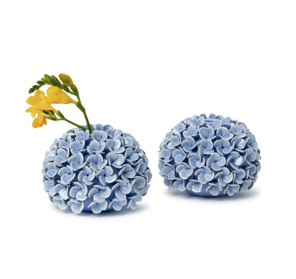 Hydrangea Flower Bud Vase / Taper Candle Holder - Porcelain