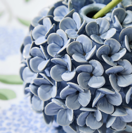 Hydrangea Flower Bud Vase / Taper Candle Holder - Porcelain