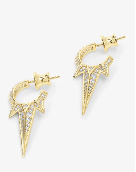Gabriella Pavé Triple Spike Earrings Gold