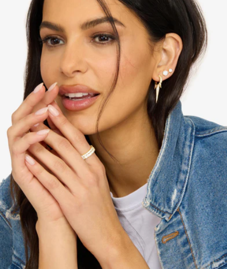 Gabriella Pavé Triple Spike Earrings Gold