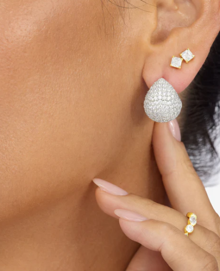 Norah Pave Earrings Silver