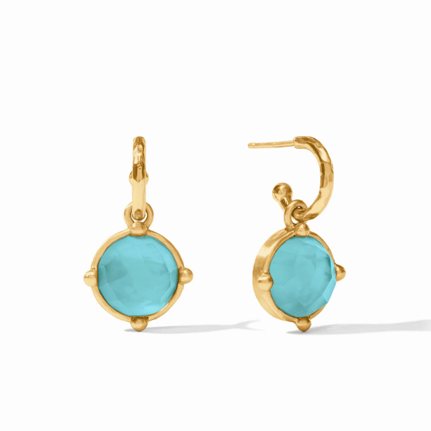 Honeybee Hoop & Charm Earring - Iridescent Bahamian Blue