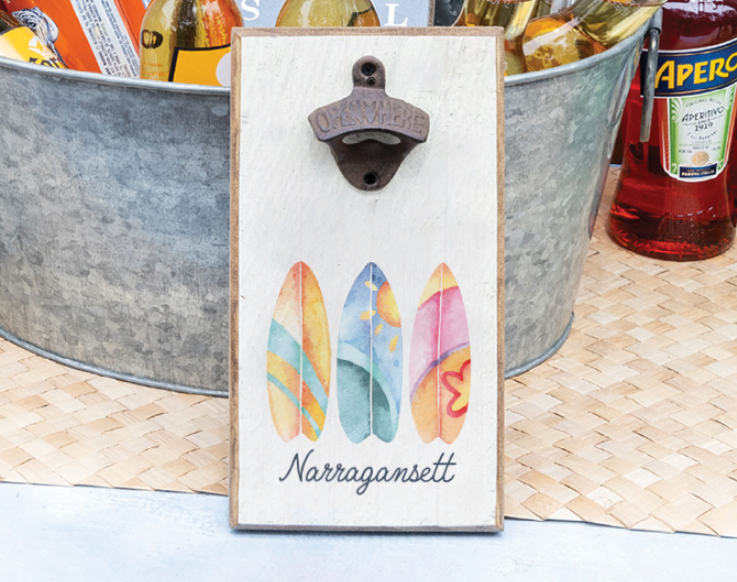 Narragansett Surfboards Bottle Opener | Coastal Bar Decor
