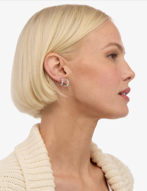 "They're So Cute" Huggie Set Silver