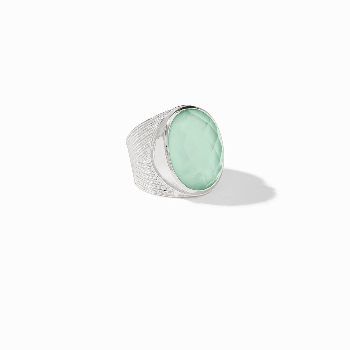 Verona Statement Ring Silver - Iridescent Aquamarine Blue