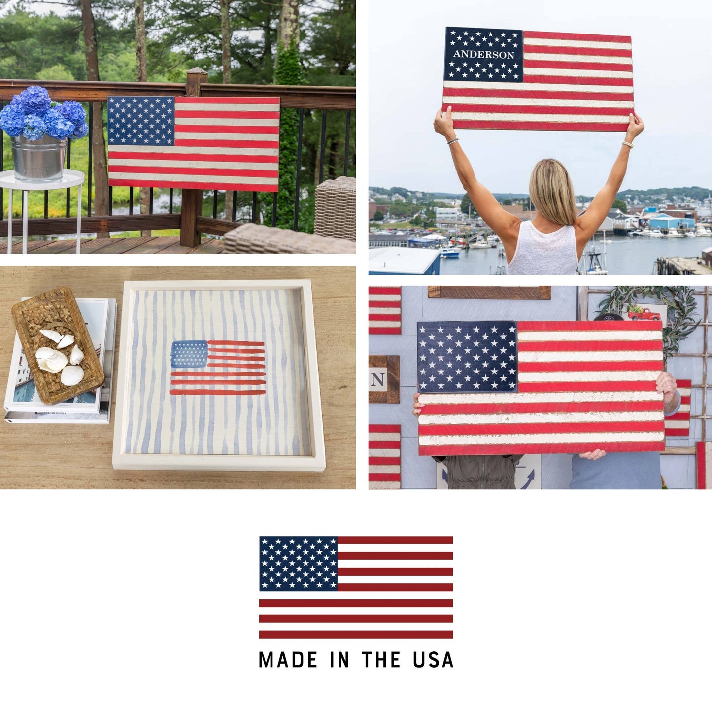 American Lobster Block Sign | Wooden Decor | Patriotic Gift