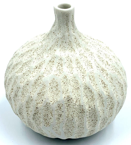 Porcelain Bud Vase Congo Tiny (Small) - Cream with Ribbed Pattern