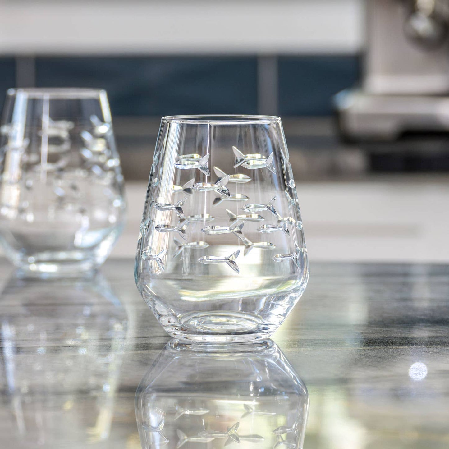 School of Fish Stemless Wine Glass 18oz