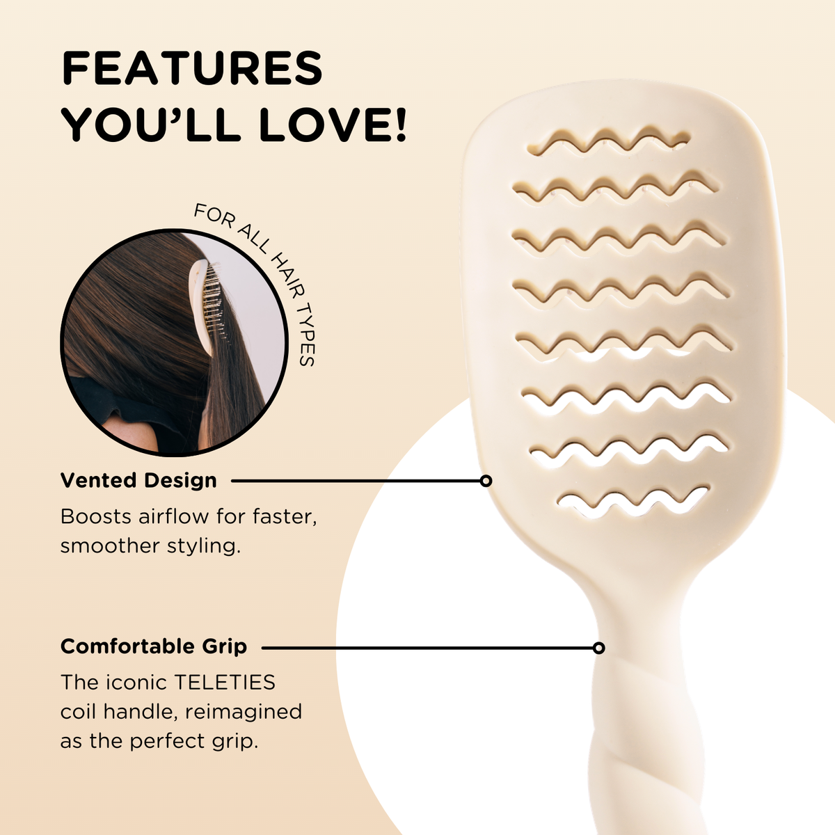 Vented Hair Brush | Tan