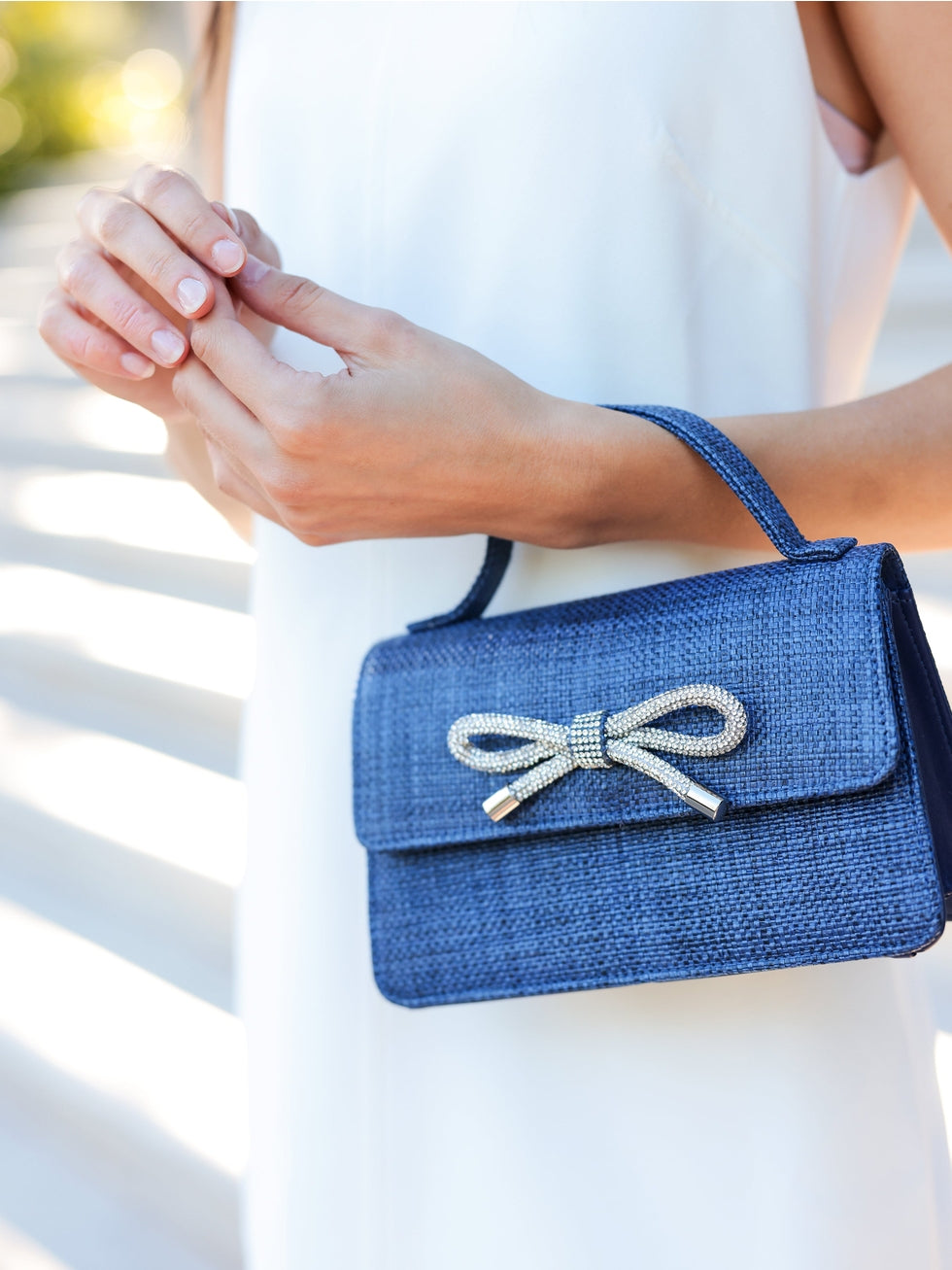Bowie Straw Mini Bag - Navy
