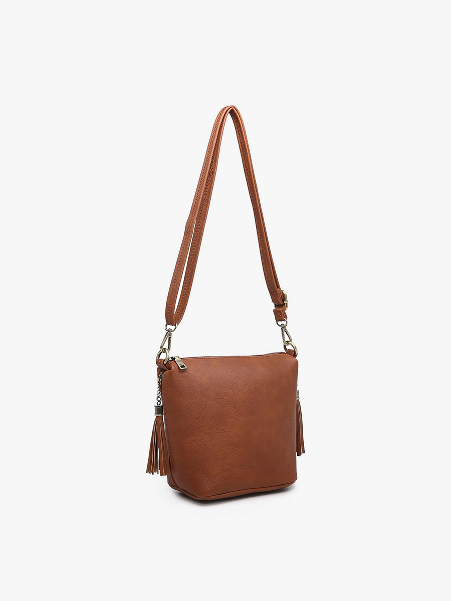 Crossbody with Tassel Zippers -Brown