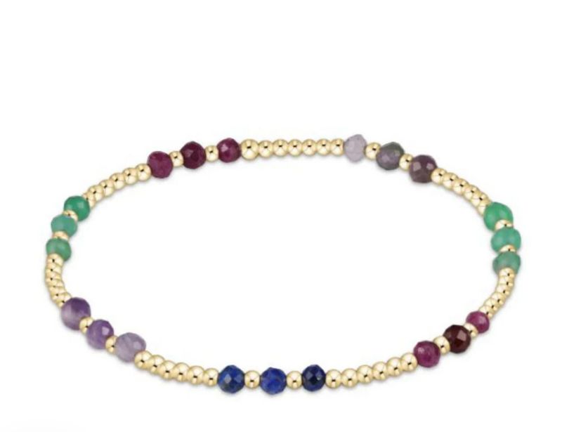 Gemstone Gold Joy Pattern 3mm Bead Bracelet - Hot Mess FW