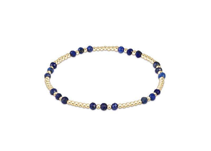 Gemstone Gold Joy Pattern 3mm Bead Bracelet - Lapis