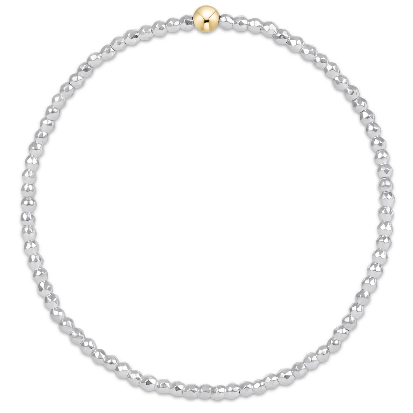 Bright Silver Faceted Hematite 2mm Bead Bracelet