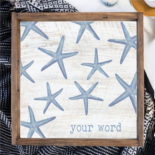 Bonnet Shores Scattered Starfish Wooden Serving Tray