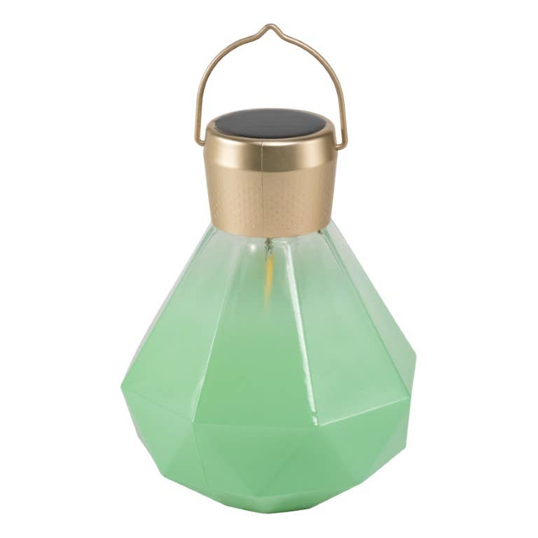 Gem Light - 6.75" Glass Outdoor Solar Lantern - Jade