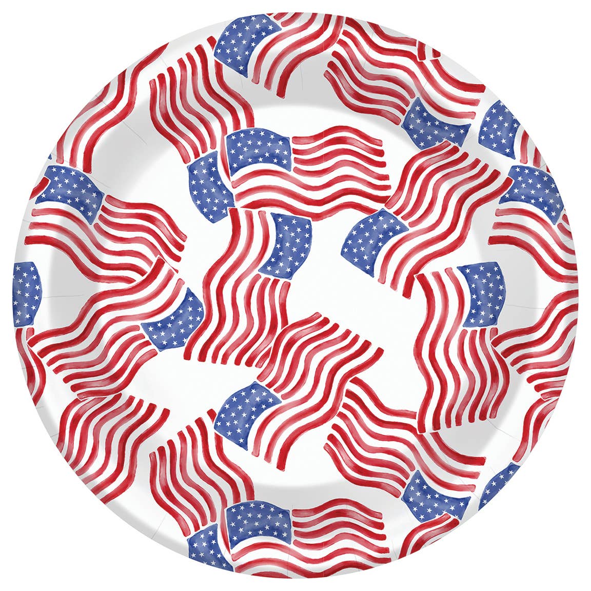 7" Round Paper Plate Stars & Stripes Allover Pack of 8