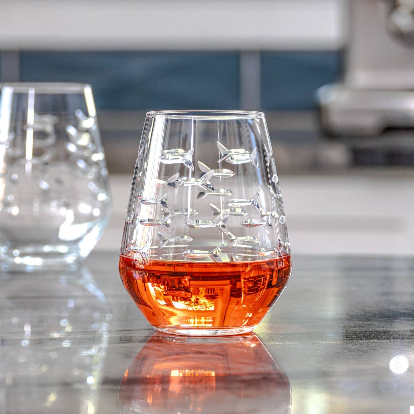 School of Fish Stemless Wine Glass 18oz