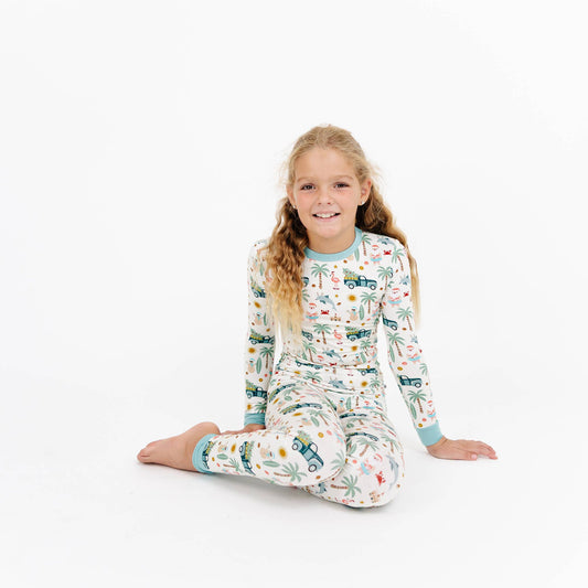 Coastal Christmas Holiday Bamboo Kids Pajamas Sleep Set