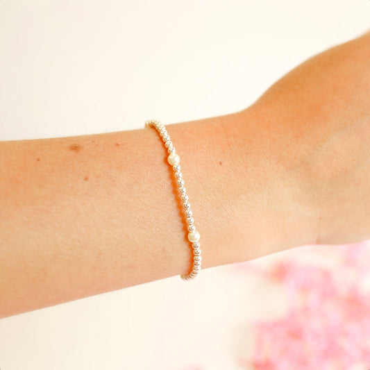 Madi Beaded Bracelet in Silver - Extended Size