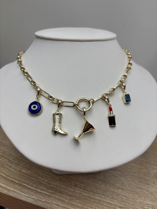 Lariat Necklace - Charm Bar - Gold or Silver
