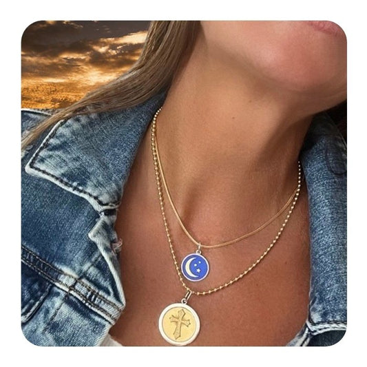 Moon & Stars Gold Pendant