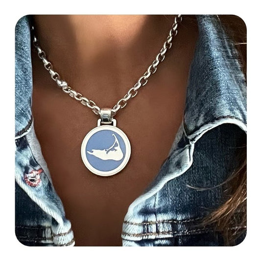Nantucket Island Silver Pendant