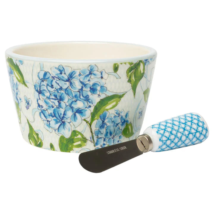 Blue Hydrangea Bowl and Spreader