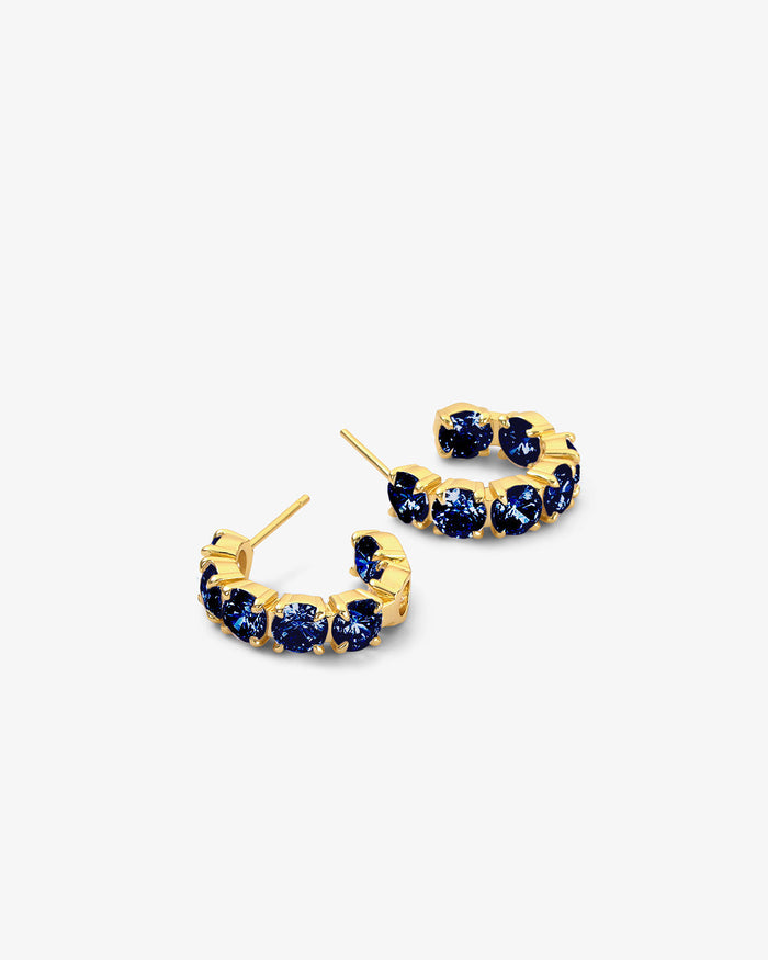 "Oh She Fancy" .75" Hoops Earrings Sapphire Gold