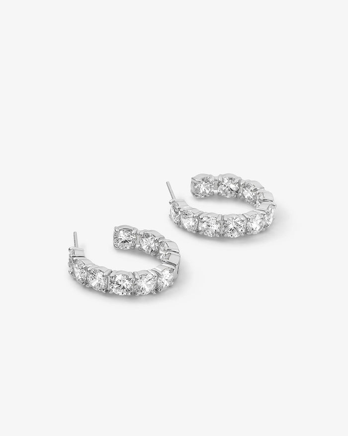 "Oh She Fancy" 1.0" Hoops Earrings Silver